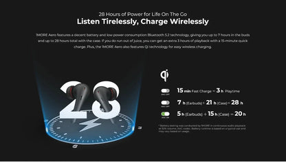 1MORE Aero Ear buds Noise Cancellation Bluetooth 5.2 flash-sale  Clear Calls 28h Playtime  Wireless Charging headset  electronic