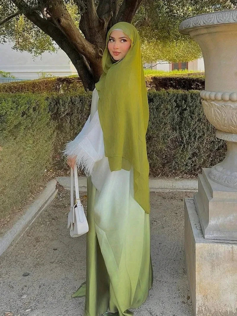 Middle Eastern Loose Abaya Muslim Full Sleeve Open Front Abayas Elegant Turkey Kaftans Women Jilbabs Islamic Maxi Dresses - AMULET RING STORE