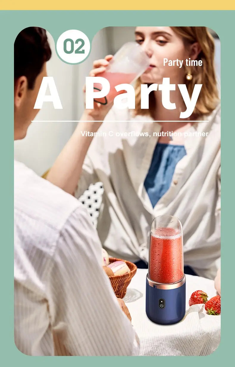 Portable Blender Bottle Electric 6 Blades Multifunction Juice Blender Fresh Juice Smoothie Blender Ice CrushCup Food Processor - AMULET RING STORE