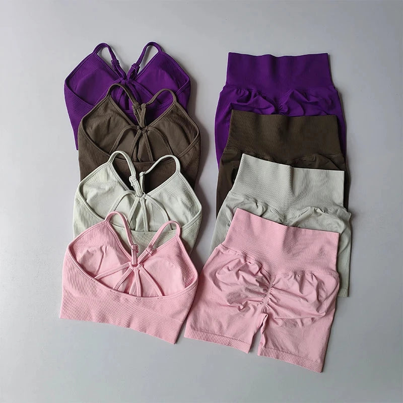 Butt Lifting Fitness Shorts Lifting Set for Women's Elastic Breathable Quick-drying Sports Underwear Beautiful Back Yoga Suit