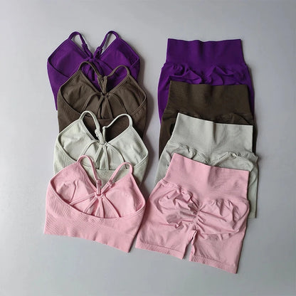 Butt Lifting Fitness Shorts Lifting Set for Women's Elastic Breathable Quick-drying Sports Underwear Beautiful Back Yoga Suit