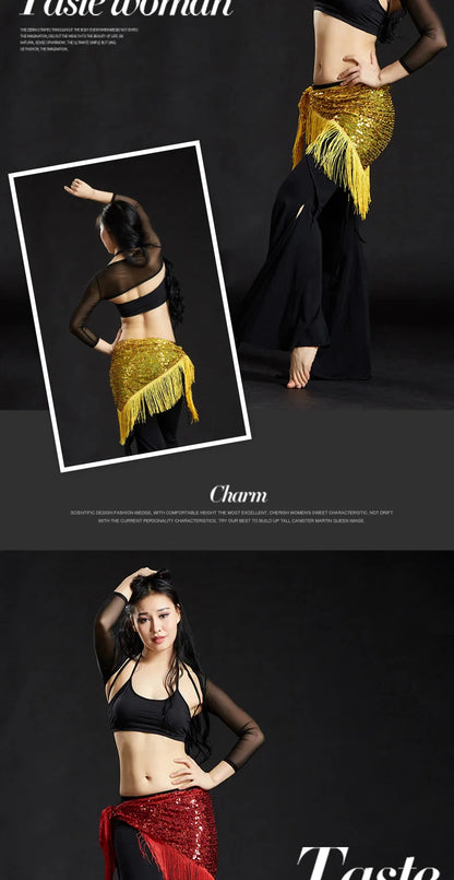 Wholesale Cheap Sexy Women Girls Sequin Triangle Shawl Hip Shawl Belly Dance Belts - AMULET RING STORE