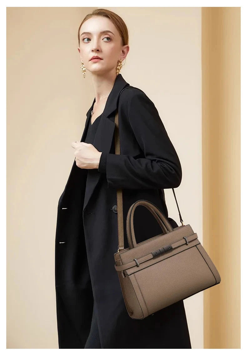 Genuine leather women's bag original first layer cowhide women's hand shoulder simple tote bag occupation