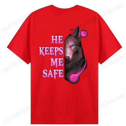 Fashion Valentine's Day Tees Shirt Lion Animal Back Print Graphic Y2k Tops Lover Couples Matching T-shirt Men & Women Clothing - AMULET RING STORE