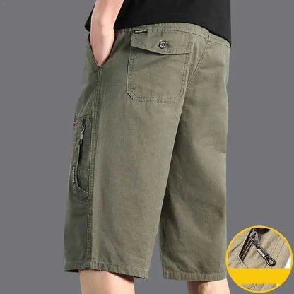 Classic Cargo Shorts Men Zipper Pocket Casual Knee Shorts Loose Straight Cotton Work Shorts Man Clothes
