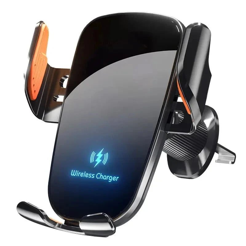 UYUXIO Manual Clamp Wireless Car Charger 15 Fast Charging Air Vent Car Mount Phone Holder for iPhone Samsung Android Phone