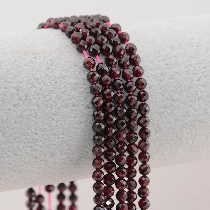 Natural Pyrope Garnet Faceted Round / Cube Beads 2mm,3mm,4mmfor Jewelry Making Bracelet Necklace Beads DIY Accessories Wholesale - AMULET RING STORE