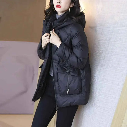 Woman Coat Zip-up Black Thick Padding Duck Down Quilted Padded Jackets for Women Hoodie Y2k Fashion 2025 Trend Luxury Hot Youth