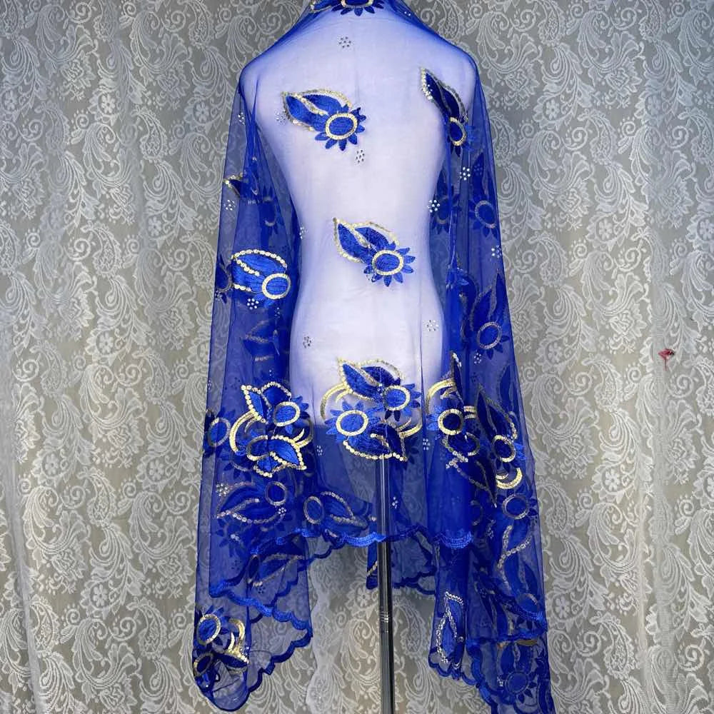 on sale 2025 New African Net Hijab Scarf For Muslim Women African Dubai Islam Headscarf Embroidery Shawls voile - AMULET RING STORE