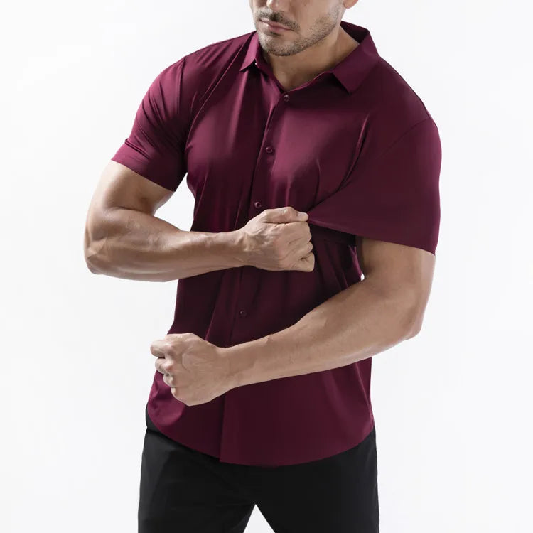 Men's Summer Business Shirt - Short Sleeve Wrinkle Free