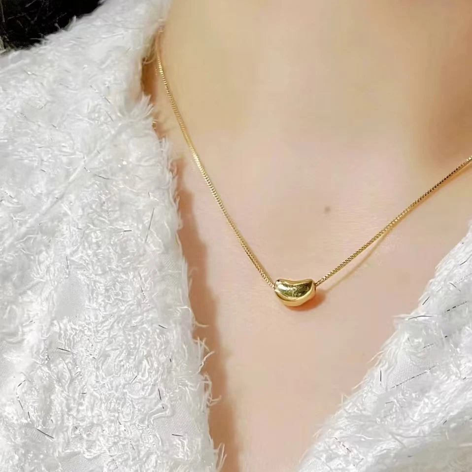 925 Sterling Silver Pea Necklace, Simple Delicate Chain Accessory, Suitable for Women's Everyday Casual Wear