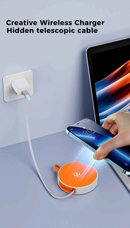 Wireless Charger for iPhone 15 14 13 Samsung S23 Huawei Mate60 15W Fast Charge with Hidden USB Cable Universal Charging Pad for