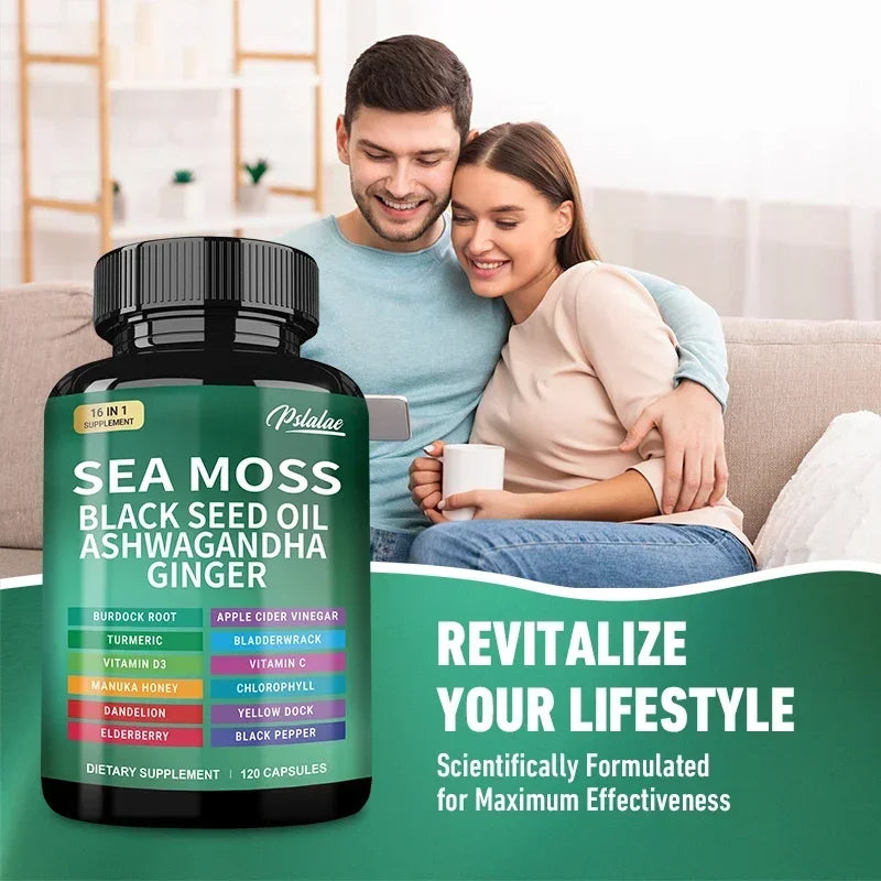 Sea Moss Supplement - Supports Thyroid Health, Anti-aging, Antioxidant, Improve Immunity, Detox, Beauty Health - AMULET RING STORE