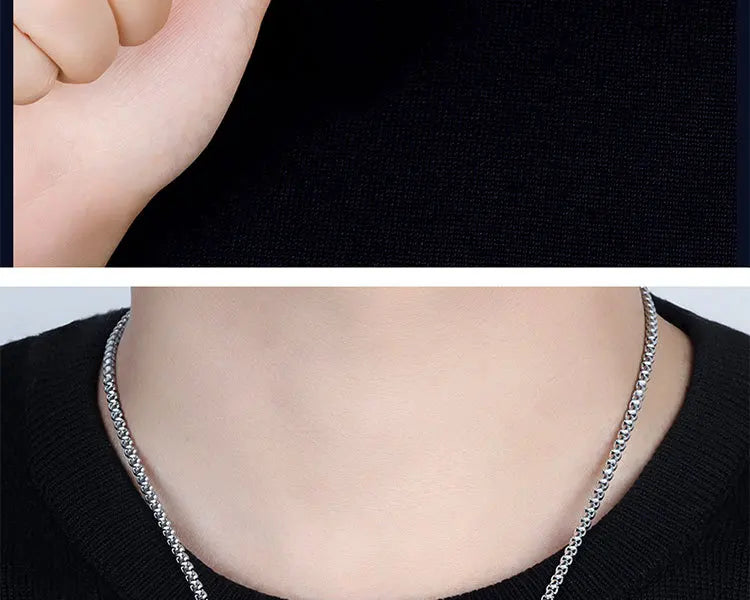 New Retro Silver Necklace for Men Natural Tiger Eye Stone Punk Style Unique Design Men's Long Chain Pendant Party Christmas Gift