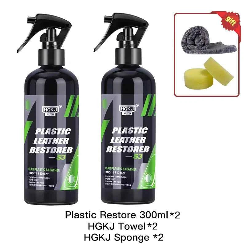 HGKJ S3 Car Plastic Restorer Liquid Leather Seat Restoration Coat Auto Interior Care Leather Renovator Conditioner Car Product