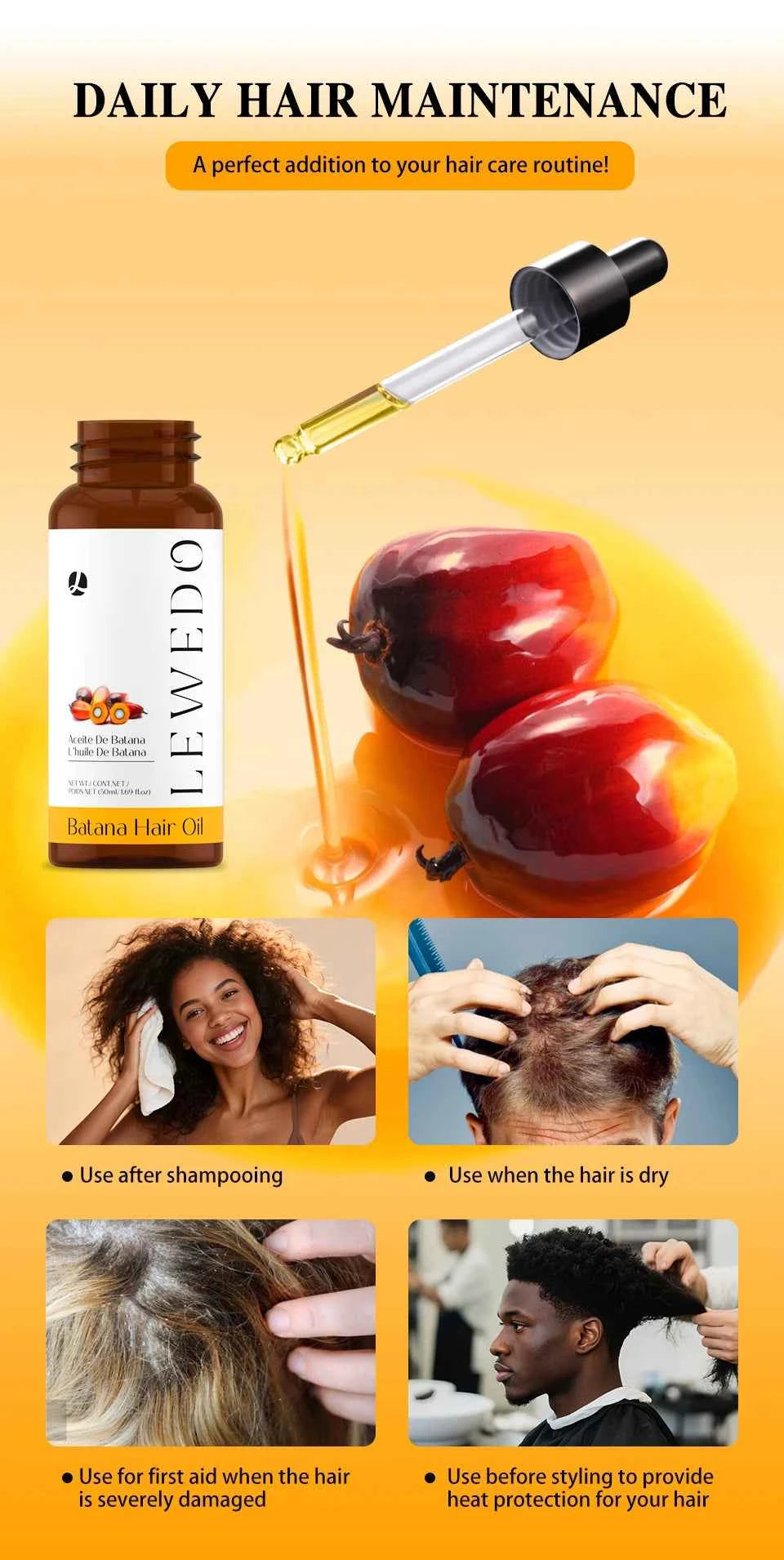 Batana Oil Hair Growth Scalp Strengthening Pure Hair Repair Hair Roots Damaged Hair Care Nourishing For Women Men Anti Hair Loss