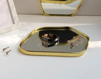 New Light Luxury Mirror StorageTray Home Decoration Desktop Storage Tray Multilateral Geometric Tray Living Room Accessories - AMULET RING STORE
