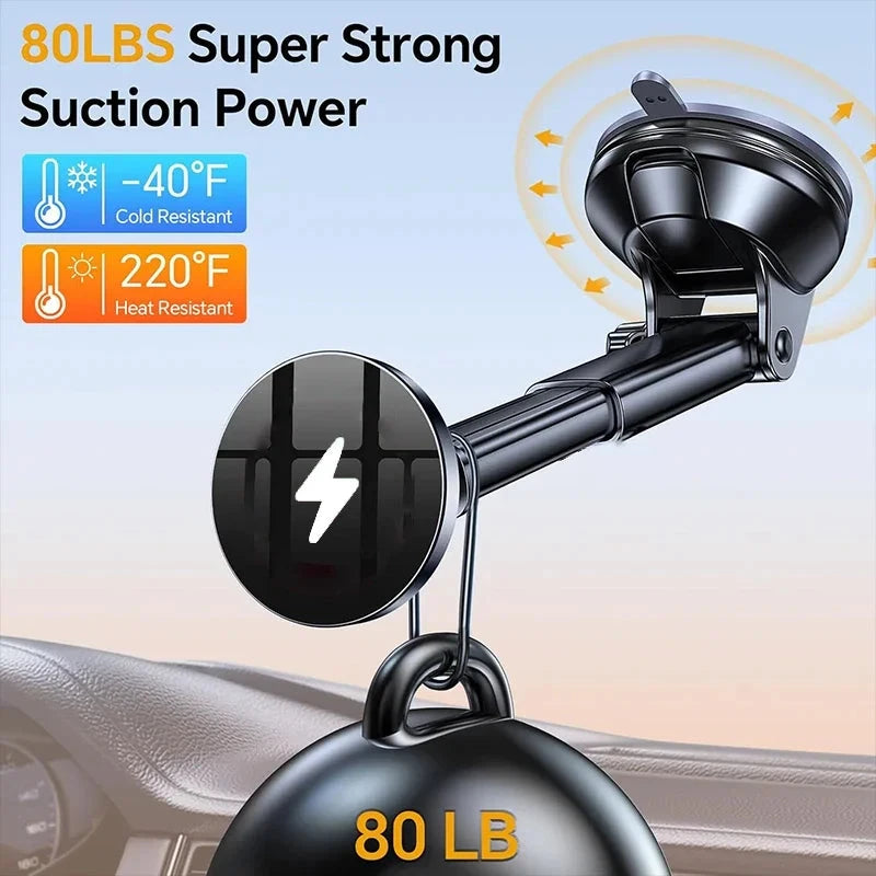 UYUXIO Strong Magnetic Wireless Car Phone Charger Adapter 15W Dashboard Windshield Car Phone Holder for iPhone 16 15 14 Pro Max