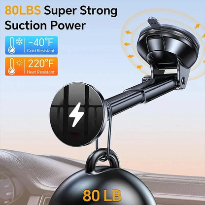 UYUXIO Strong Magnetic Wireless Car Phone Charger Adapter 15W Dashboard Windshield Car Phone Holder for iPhone 16 15 14 Pro Max