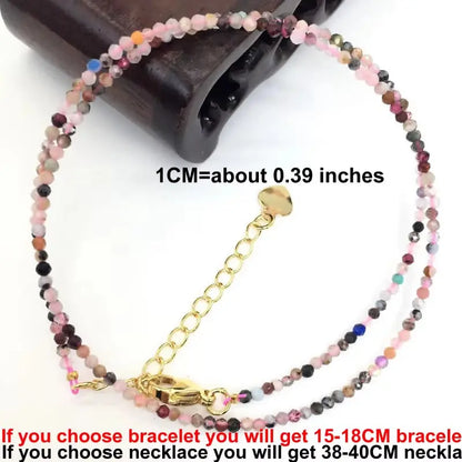 Fashion 2-3mm Faceted stone beads Necklace bracelet Pink Quartz Crystal zircon amethyst Choker Men Female Jewelry Party Gift - AMULET RING STORE