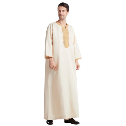 Middle Eastern Style Arrival! Spring-Summer Short-sleeve Embroidered Robe, Large-size Men's Ethnic Clothing for Ultimate Comfort