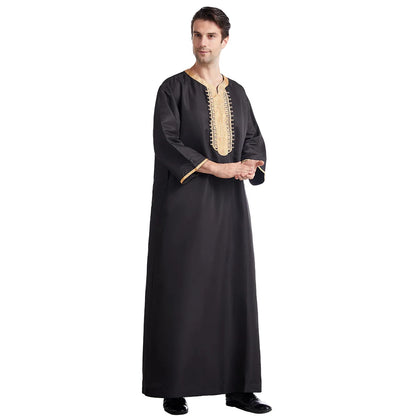 Middle Eastern Style Arrival! Spring-Summer Short-sleeve Embroidered Robe, Large-size Men's Ethnic Clothing for Ultimate Comfort