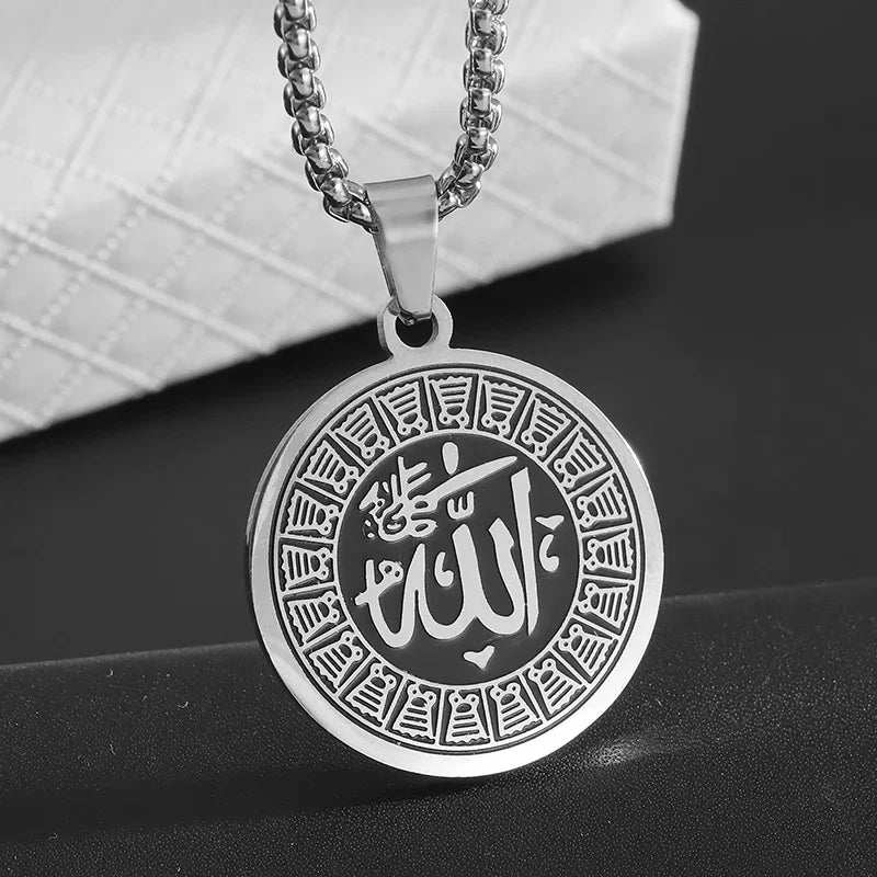 Stainless Steel Exquisite Islamic Muslim Calligraphy Arabic Pendant Necklace