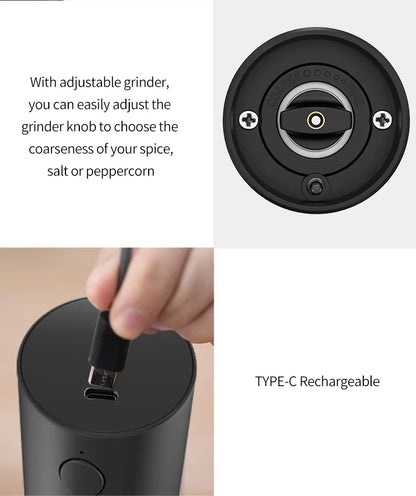 1/2PCS Electric Salt And Pepper Grinder with LED Light Gravity Sensing Adjustable Spice Mills Cordless Automatic Kitchen Gadget - AMULET RING STORE