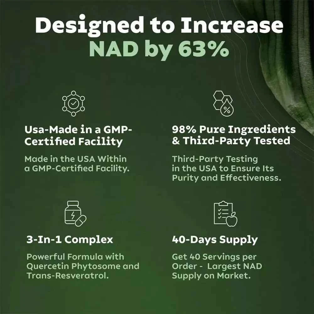 NAD+ Booster 900mg Anti-Aging Supplement with Nicotinamide Riboside Resveratrol Free Shipping