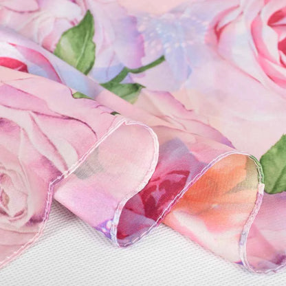 New Spring Fall Pink Rose Silk Scarf Shawl Printed Winter Fashion Women Neck Scarf  Floral Design Long Scarves Wraps  160*70cm