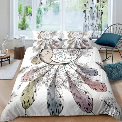 Dream Catcher Bedding Set Boho Mandala Duvet Cover Twin King,Exotic Tribal Feather Comforter Cover Starry Sky Galaxy Quilt Cover