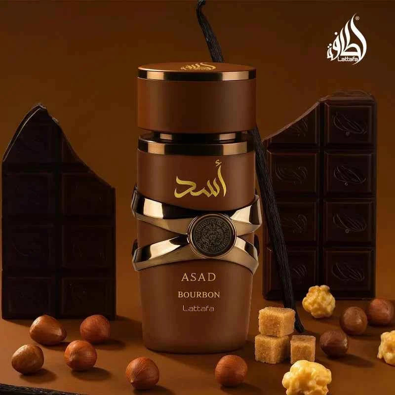 Lattafa Asad Bourbon Eau de Parfum Spray 100ml Original Arab Perfumes Lasting Oriental Spicy Pheromones Perfume Cologne Makeup