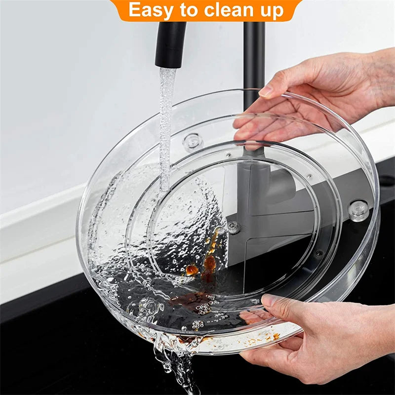 360 Rotation Cabinet Turntable Organizer Storage Spice Rack Drink Cosmetic Storage Rack PET Kitchen Turntable Bathroom Tray - AMULET RING STORE