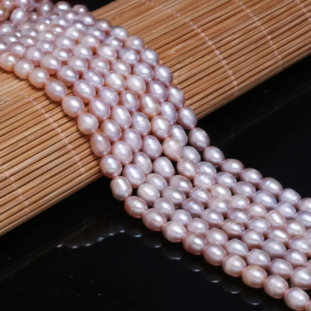 AAA White Rice Pearl Beads 6-7mm Natural Freshwater Baroque Pearls Beads for Jewelry Making DIY Necklace Bracelet Accessories - AMULET RING STORE