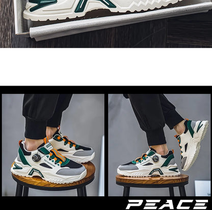 Men's Korean rotating buckle fashion casual sports shoes four season soft soled non slip outdoor running shoes student sneakers - AMULET RING STORE