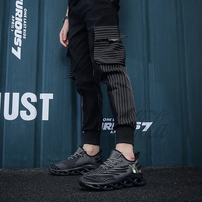 YRZL Men Sports Running Black Jogging Shoes Casual Sneakers Outdoor Breathable Mesh Women Light Shock-absorption Black Tennis - AMULET RING STORE