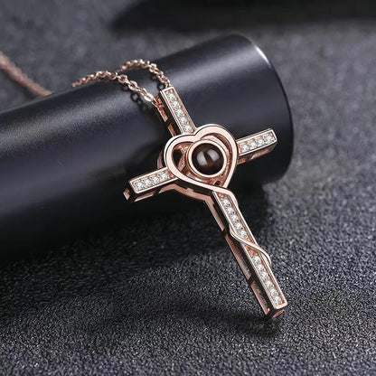 Fashion Projection Necklace Jewelry Personalized Photo Custom Cross Pendant Suitable For Male And Female Couples To Give Gifts - AMULET RING STORE