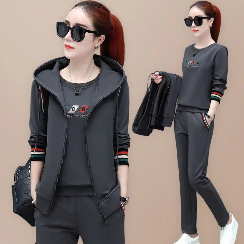 3pcs Autumn Women's Clothing Sets Long Sleeve Tops+pants Outfits Casual Sports Female Clothes Sets 2022