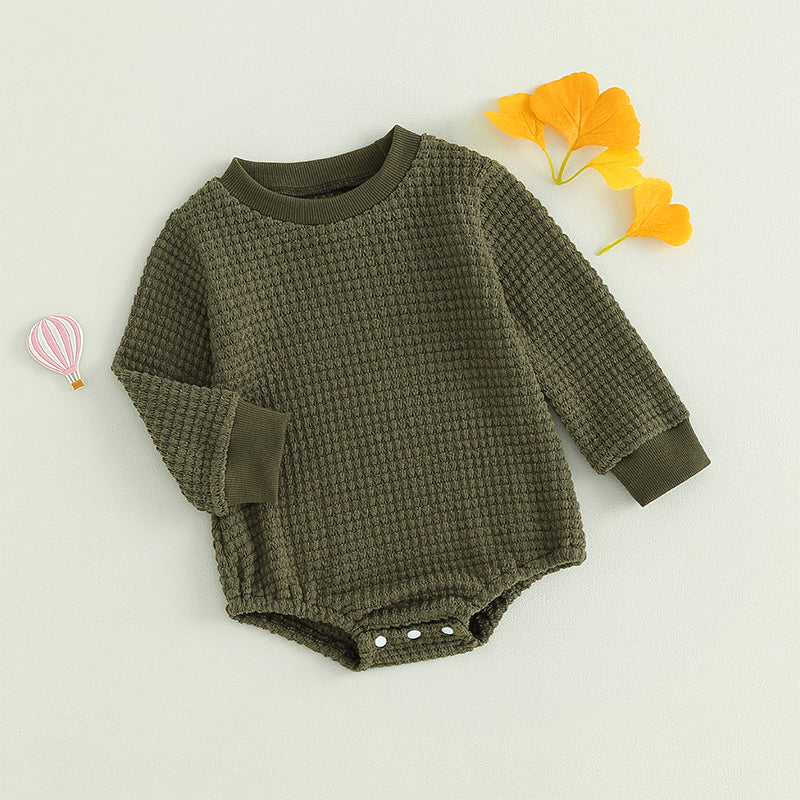 2023-06-23 Lioraitiin 0-18M Baby Boys Autumn Winter Bodysuit Casual Jumpsuit Infant Solid Long Sleeve Crew Neck Jumpsuit - AMULET RING STORE