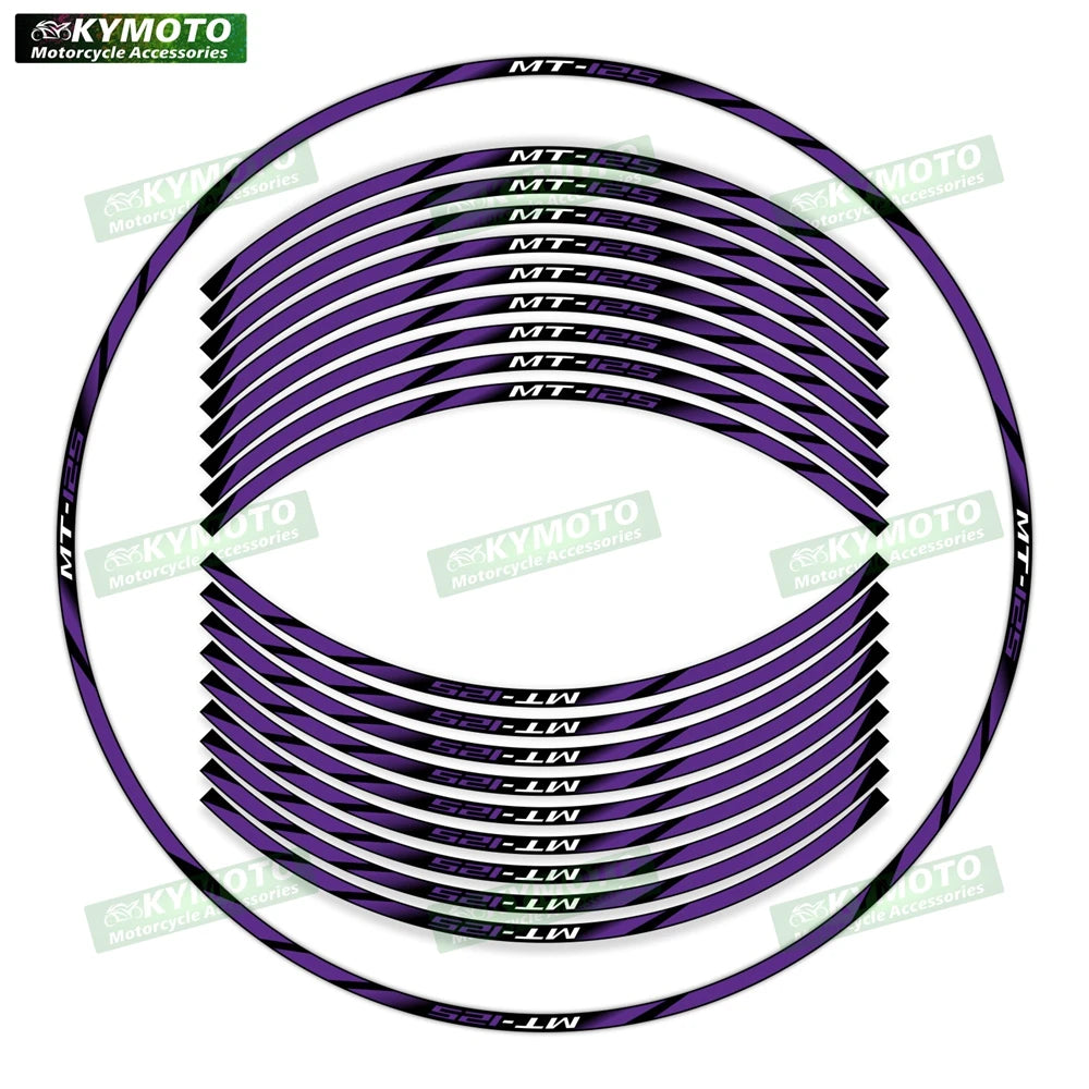 For Yamaha MT-125 MT125 motorcycle 17 inch front and rear wheel stickers modified waterproof reflective wheel rim stickers
