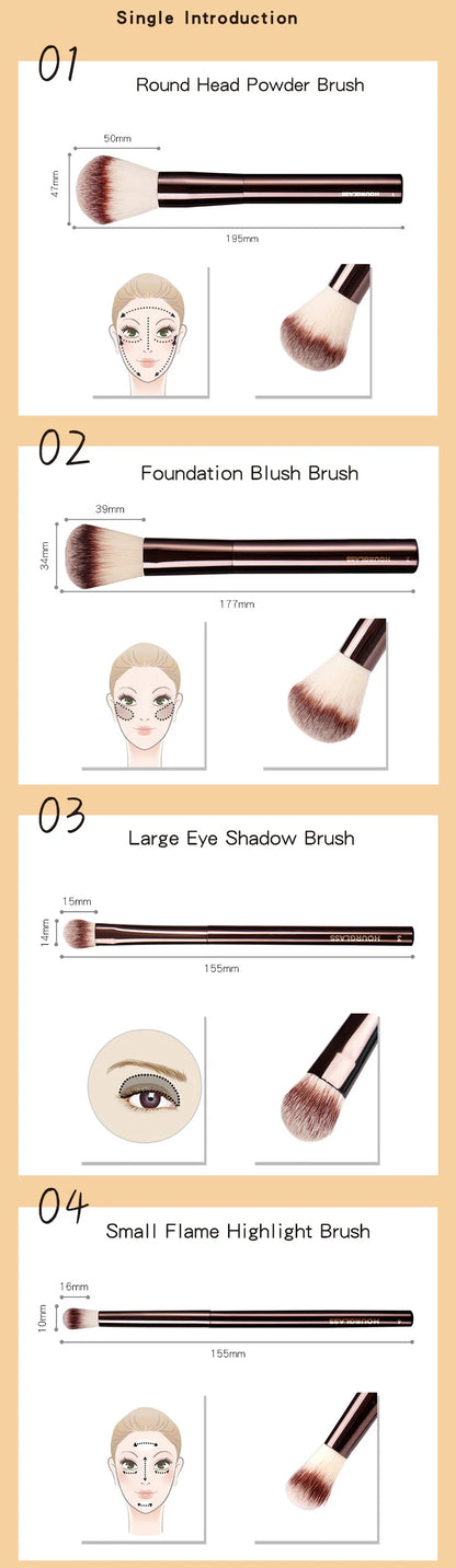 Hourglass Makeup Brushes Powder Foundation Concealer Blusher Bronzer Eye Shadow Eyebrow Eyeliner Sculpting Brush - AMULET RING STORE