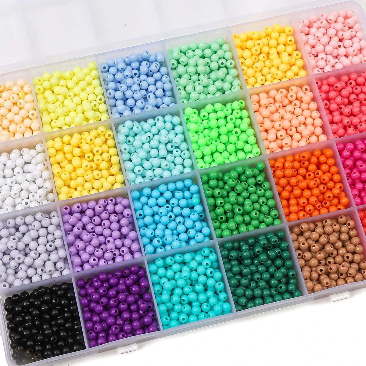 24 grid glass rice bead box 4mm solid colored acrylic beads Charm DIY Jewelry Creation Materials Handmade needlework beads - AMULET RING STORE