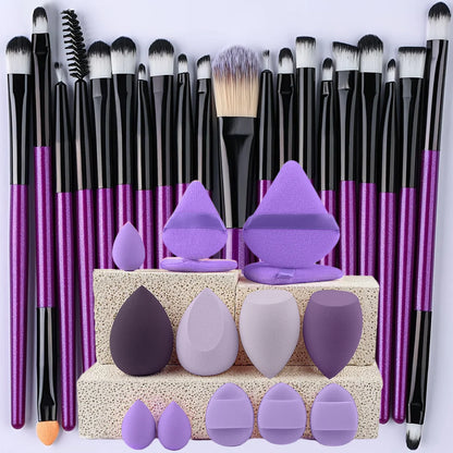 8/20Pcs Eye Makeup Brush Set Portable Soft Makeup Tool Eyeshadow Blending Detail Cosmetics Brush Kit with Makeup Egg Powder Puff - AMULET RING STORE