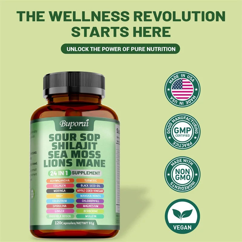 24-In-1 Soursop Supplement - Improve Skin Health, Anti-oxidation, Promote Digestion, Intestinal Detoxification - AMULET RING STORE