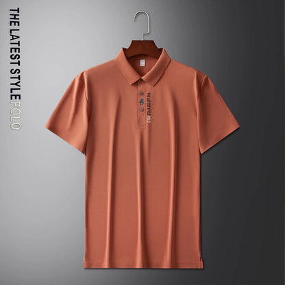 Ice Silk Polo Shirt Short Sleeved Letter Printing T-shirt New 2024 Summer Men's Clothing High-grade  Shirts
