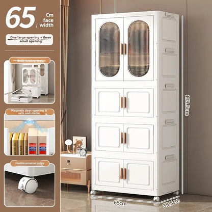 Stackable Large Capacity Fold Storage Box Plastic Clothing Storage Bin with Lid with Wheels Sundries Storages With Double Door - AMULET RING STORE