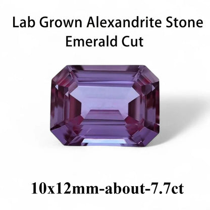 Emerald Cut Lab Grown Alexandrite AGL Certificate Loose Gemstone For Earrings Ring Jewelry Diy Making