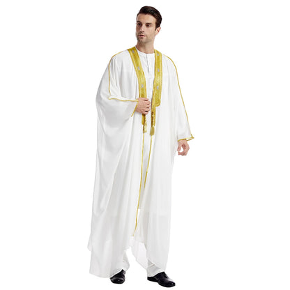 Islam Clothing Men Robe Kaftan Muslim Man Moroccan Casual Long Jubba Thobe Arabic Robe Middle East National Costume Eid Ramadan