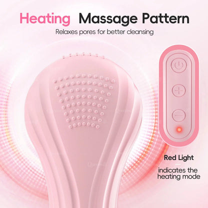 Electric Sonic Waterproof Facial Cleansing Brush Rechargeable Hot compress Deep Pore Cleaner Silicone Cleanse Skincare Device