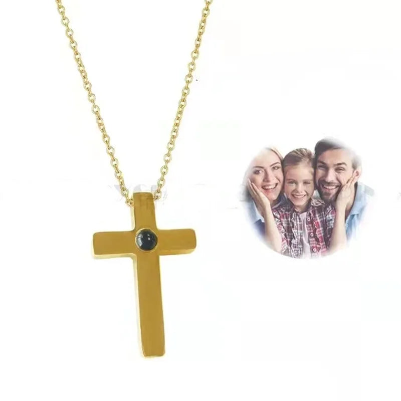 Fashion Projection Necklace Jewelry Personalized Photo Custom Cross Pendant Suitable For Male And Female Couples To Give Gifts - AMULET RING STORE